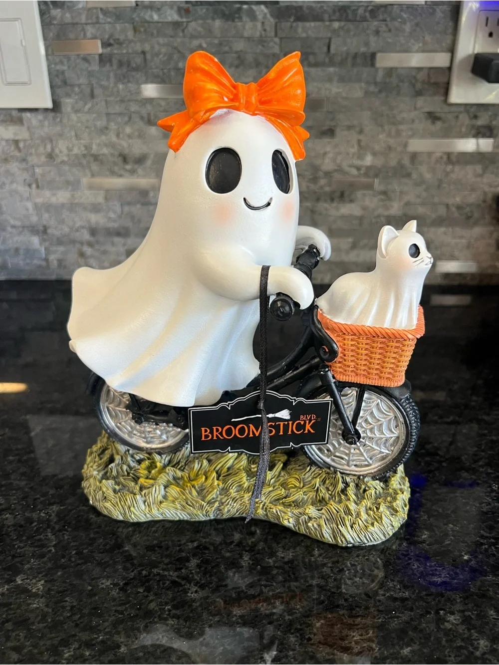 SUPER CUTE!!! Girl GHOST on Bicycle With Pet CAT GHOST In Basket